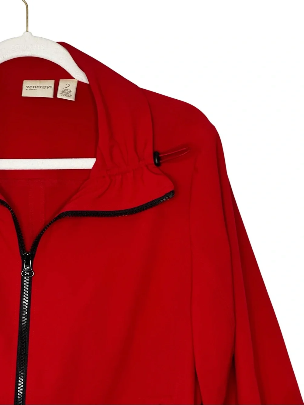 Chico’s Size 2 (Large) Red Neema Travel Athletic Zip Front Jacket w Pockets